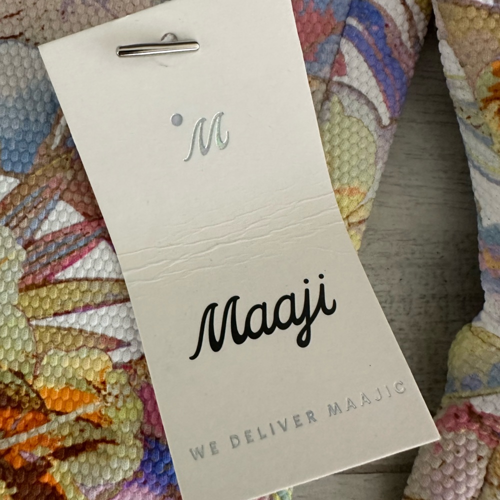 NWT Maaji Floral Long Sleeve One-Piece Swimsuit in Yellow and Lavender - Picture 4 of 7